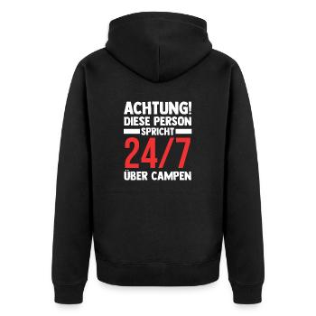 Wohnmobil Wohnwagen Camping Camper - Unisex Premium Bio Zip Hoodie - Schwarz - Hinten - Nico (187cm)