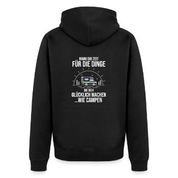 Wohnmobil Wohnwagen Camping Camper - Unisex Premium Bio Zip Hoodie - Schwarz - Hinten - Nico (187cm)
