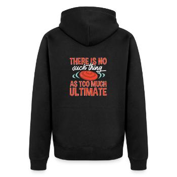 Ultimate Frisbee Wurfscheibe - Unisex Premium Bio Zip Hoodie - Schwarz - Hinten - Nico (187cm)