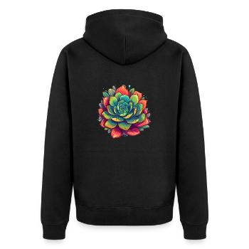 Cactus Blooming Cacti Succulent Lover Wildflower - Unisex Premium Organic Zip Hoodie - black - Back - Nico (187cm)
