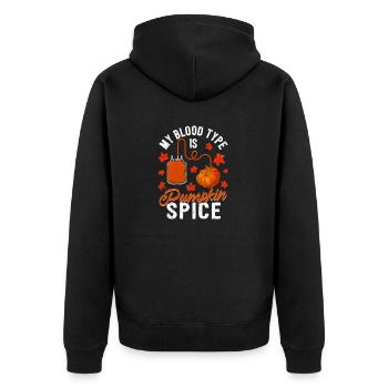 Meine Blutgruppe ist Kürbisgewürz Thanksgiving - Unisex Premium Bio Zip Hoodie - Schwarz - Hinten - Nico (187cm)