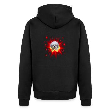Comic Dog Design - Pow - Bolonka - Unisex Premium Organic Zip Hoodie - black - Back - Nico (187cm)