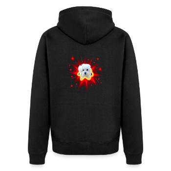 Comic Dog Design - Pow - Maltese - Unisex Premium Organic Zip Hoodie - black - Back - Nico (187cm)