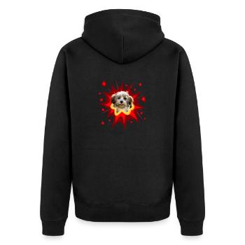 Comic Dog Design - Pow - Havanese - Unisex Premium Organic Zip Hoodie - black - Back - Nico (187cm)