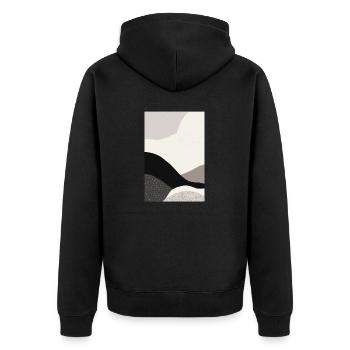 Abstract Modern Black and Grey Waves - Unisex Premium Organic Zip Hoodie - black - Back - Nico (187cm)