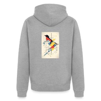 Vogel Minimalistisch Polygonal Multicolor - Unisex Premium Bio Zip Hoodie - Grau meliert - Hinten - Nico (187cm)
