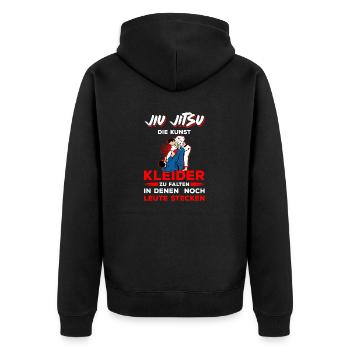 Kampfsport Kampfkunst Martial Arts Jiu Jitsu - Unisex Premium Bio Zip Hoodie - Schwarz - Hinten - Nico (187cm)