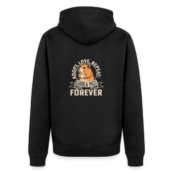 Adopt, Love, Repeat: Guinea Pigs Forever Rodent Ca - Unisex Premium Organic Zip Hoodie - black - Back - Nico (187cm)