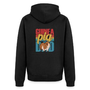 Guinea Pig Dad Cavy Lover Rodent - Unisex Premium Organic Zip Hoodie - black - Back - Nico (187cm)