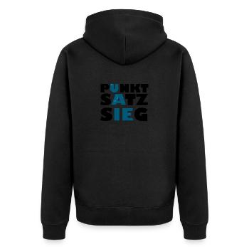 punkt satz sieg schwarz - Unisex Premium Bio Zip Hoodie - Schwarz - Hinten - Nico (187cm)