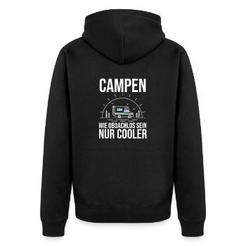 Wohnmobil Wohnwagen Camping Camper - Unisex Premium Bio Zip Hoodie - Schwarz - Hinten - Nico (187cm)