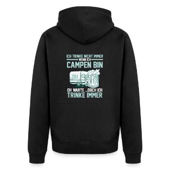 Wohnmobil Wohnwagen Camping Camper - Unisex Premium Bio Zip Hoodie - Schwarz - Hinten - Nico (187cm)