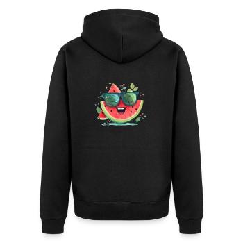 Watermelon Funny Summer Fruit Sunglasses Family - Unisex Premium Organic Zip Hoodie - black - Back - Nico (187cm)