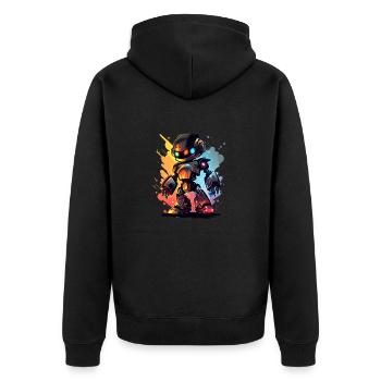 Retro-Roboter Niedliche Roboter-Ingenieur-Technologie - Unisex Premium Bio Zip Hoodie - Schwarz - Hinten - Nico (187cm)