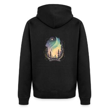 Aurora Borealis Nordlichter Wunderschön und - Unisex Premium Bio Zip Hoodie - Schwarz - Hinten - Nico (187cm)