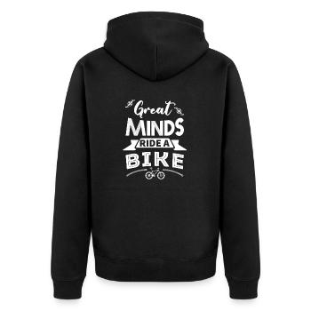 Kluge Köpfe fahren Fahrrad - Unisex Premium Bio Zip Hoodie - Schwarz - Hinten - Nico (187cm)