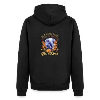 In einer Welt, in der man alles sein kann - Unisex Premium Bio Zip Hoodie - Schwarz - Hinten - Nico (187cm)