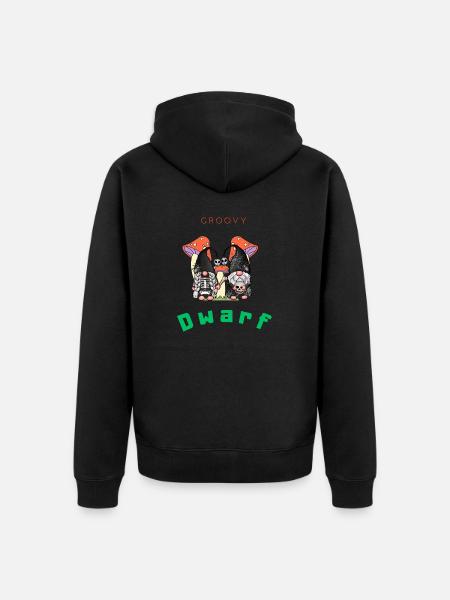 Groovy Dwarf, Skelton, Mushroom . - Unisex Premium Organic Zip Hoodie - black