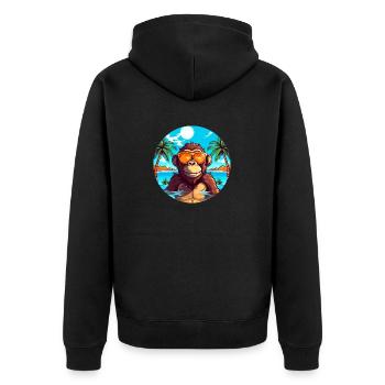 Affen am Strand: Einzigartiges Sommervergnügen - Unisex Premium Bio Zip Hoodie - Schwarz - Hinten - Nico (187cm)