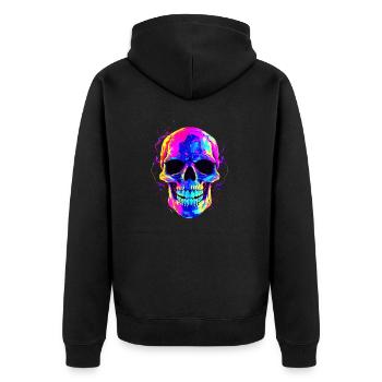 Crâne coloré: crâne coloré sombre et alternatif - Veste à capuche bio Premium Unisexe - noir - Dos - Nico (187cm)