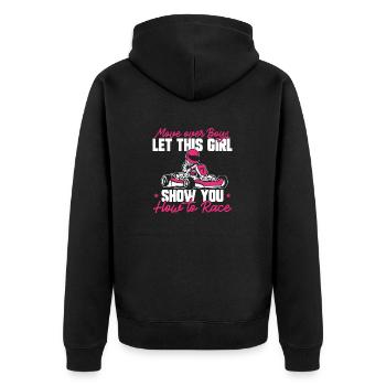 Go Kart Rennen Kartsport Karting - Unisex Premium Bio Zip Hoodie - Schwarz - Hinten - Nico (187cm)