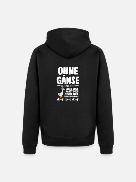 Gans Gänse - Unisex Premium Bio Zip Hoodie - Schwarz