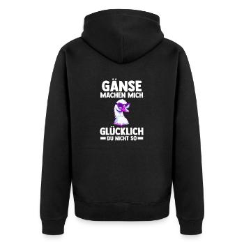 Gans Gänse - Unisex Premium Bio Zip Hoodie - Schwarz - Hinten - Nico (187cm)