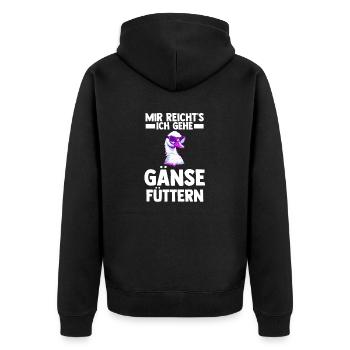 Gans Gänse - Unisex Premium Bio Zip Hoodie - Schwarz - Hinten - Nico (187cm)