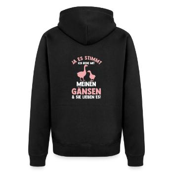 Gans Gänse - Unisex Premium Bio Zip Hoodie - Schwarz - Hinten - Nico (187cm)