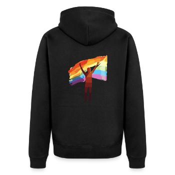 Rainbow : Couleurs de l’amour - Veste à capuche bio Premium Unisexe - noir - Dos - Nico (187cm)