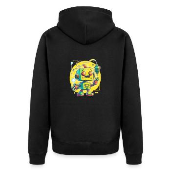 Retro Robot Cute Robotic Engineer Technology - Unisex Premium Organic Zip Hoodie - black - Back - Nico (187cm)