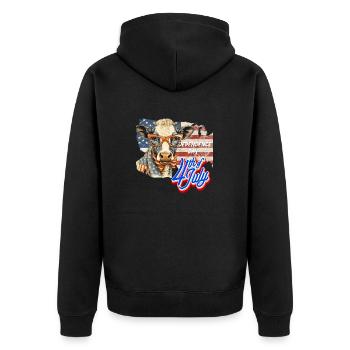 July 4 - U.S. Independence Day - Unisex Premium Organic Zip Hoodie - black - Back - Nico (187cm)