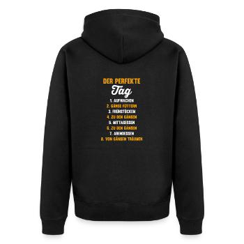Gans Gänse - Unisex Premium Bio Zip Hoodie - Schwarz - Hinten - Nico (187cm)