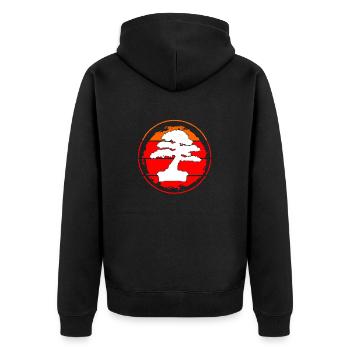 Bonsai Baum Design für Bonsai Anfänger Liebhaber - Unisex Premium Bio Zip Hoodie - Schwarz - Hinten - Nico (187cm)