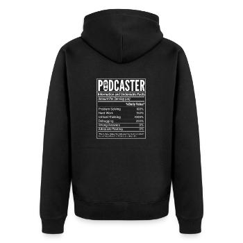 Podcaster Podcast - Unisex Premium Bio Zip Hoodie - Schwarz - Hinten - Nico (187cm)