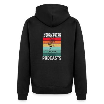 Podcaster Podcast - Unisex Premium Bio Zip Hoodie - Schwarz - Hinten - Nico (187cm)