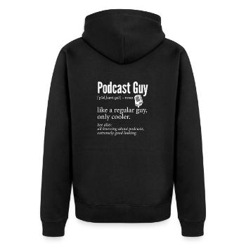 Podcaster Podcast - Unisex Premium Bio Zip Hoodie - Schwarz - Hinten - Nico (187cm)