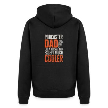 Podcaster Podcast - Unisex Premium Bio Zip Hoodie - Schwarz - Hinten - Nico (187cm)