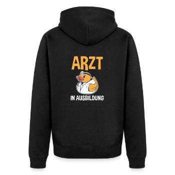 Mediziner Rettungssanitäter Notarzt Arzt - Unisex Premium Bio Zip Hoodie - Schwarz - Hinten - Nico (187cm)