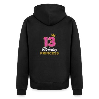 13 Anniversaire Princesse Fête d’anniversaire Anniversaire - Veste à capuche bio Premium Unisexe - noir - Dos - Nico (187cm)