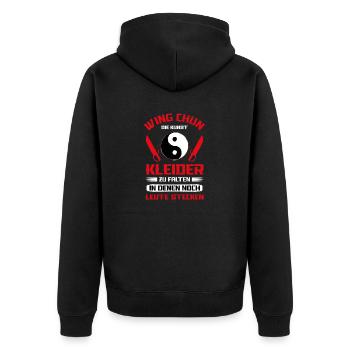 Kampfsport Kampfkunst Wing Chun - Unisex Premium Bio Zip Hoodie - Schwarz - Hinten - Nico (187cm)