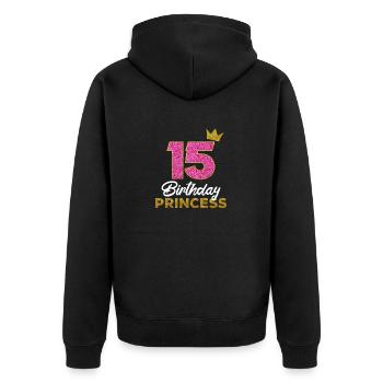 15 Birthday Princess Birthday Party Birthday - Unisex Premium Organic Zip Hoodie - black - Back - Nico (187cm)