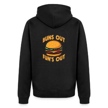 Buns Out Fun’s Out Meat Buns Food Hamburger - Veste à capuche bio Premium Unisexe - noir - Dos - Nico (187cm)