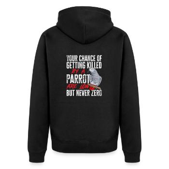 Graupapagei African Grey Parrot Papagei - Unisex Premium Organic Zip Hoodie - black - Back - Nico (187cm)