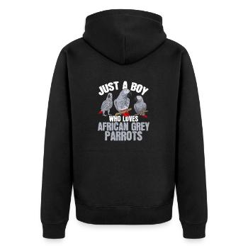Graupapagei African Grey Parrot Papagei - Unisex Premium Organic Zip Hoodie - black - Back - Nico (187cm)