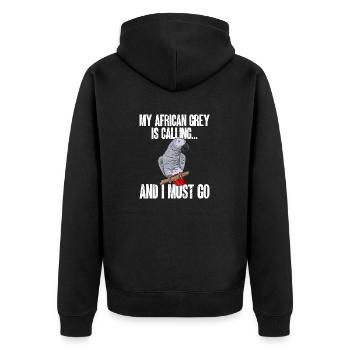 Graupapagei African Grey Parrot Papagei - Unisex Premium Organic Zip Hoodie - black - Back - Nico (187cm)