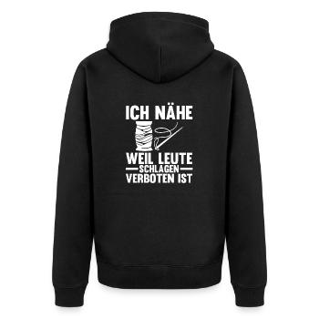Schneidern Nähen - Unisex Premium Bio Zip Hoodie - Schwarz - Hinten - Nico (187cm)