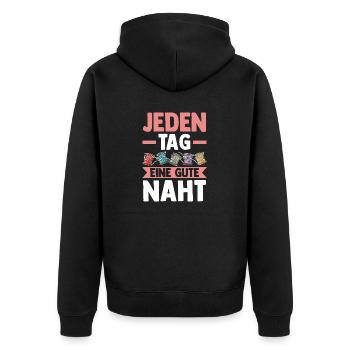 Schneidern Nähen - Unisex Premium Bio Zip Hoodie - Schwarz - Hinten - Nico (187cm)