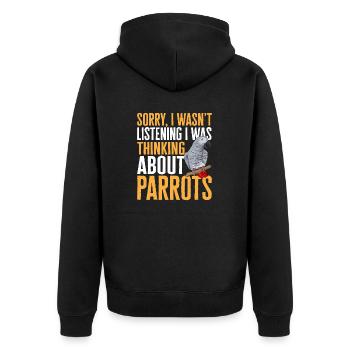 Graupapagei African Grey Parrot Papagei - Unisex Premium Organic Zip Hoodie - black - Back - Nico (187cm)