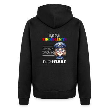 Bye Bye Kindergarten - Einschulung Polizistin - Unisex Premium Bio Zip Hoodie - Schwarz - Hinten - Nico (187cm)